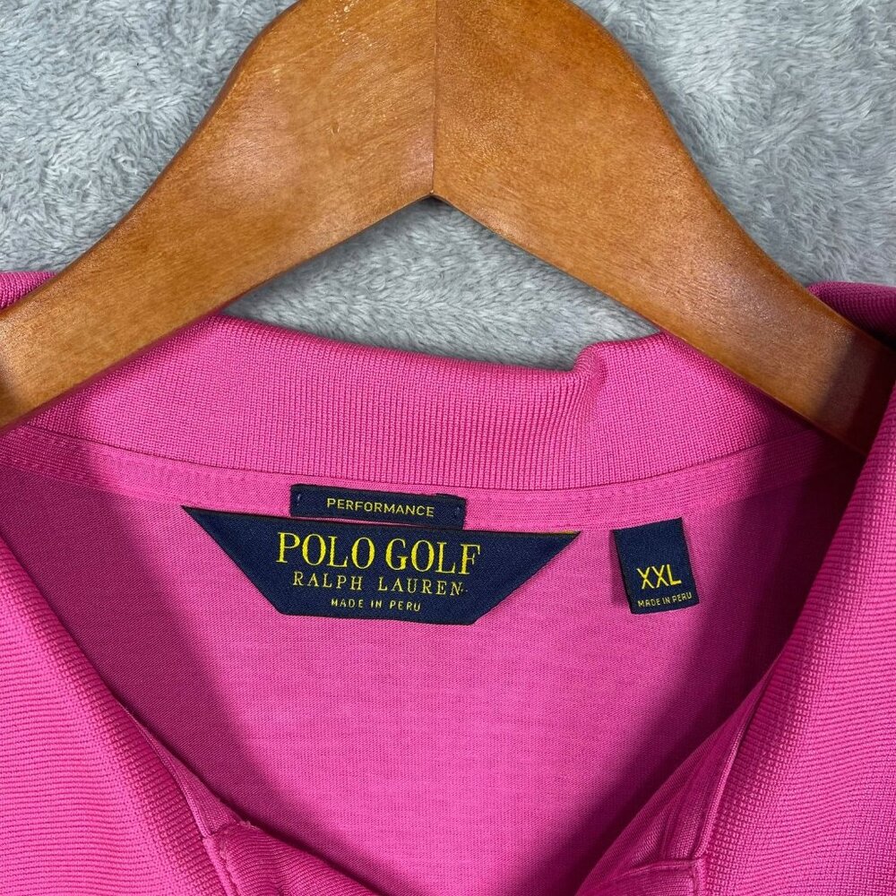 Polo Golf Ralph Lauren Mens Performance Pink Polo Shirt XXL Cotton Blend Casual - Picture 4 of 7